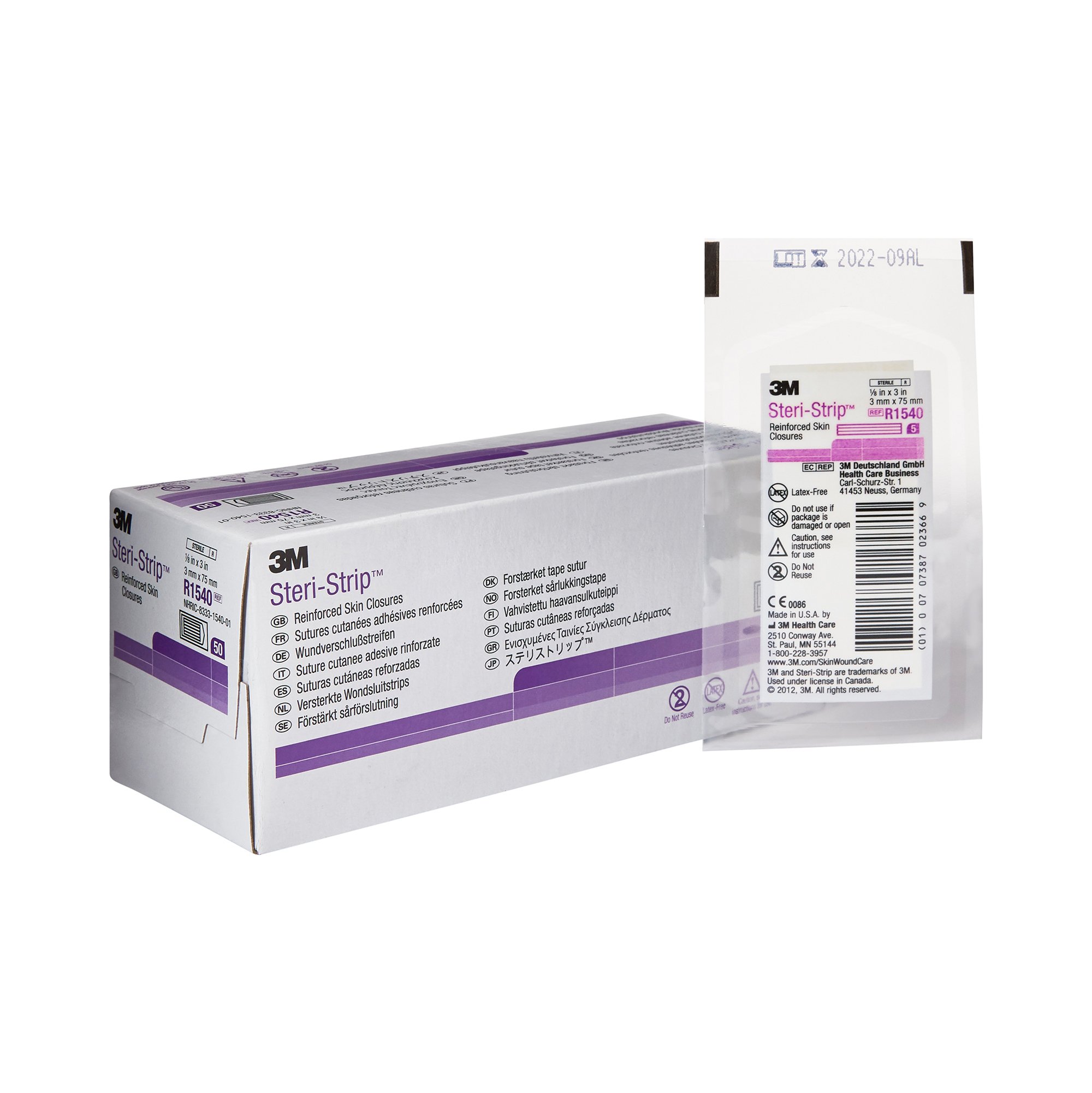 Skin Closure Strip Steri-Strip™ 1/8 X 3 Inch Nonwoven Material Reinforced Strip White (50/BX 4BX/CS) by Solventum Corporation  ID R1540